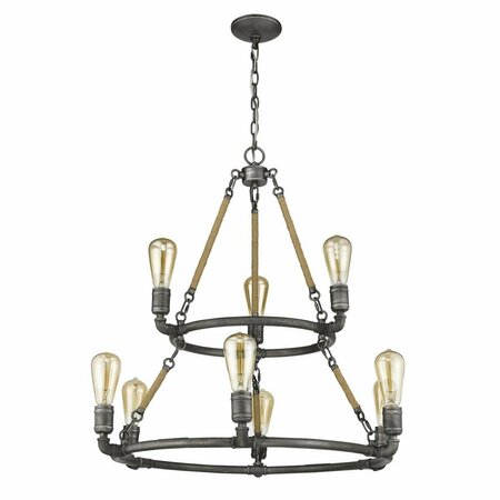 HOMEROOTS 30 x 28.25 x 28.25 in. Grayson 9-Light Antique Gray Chandelier 398114